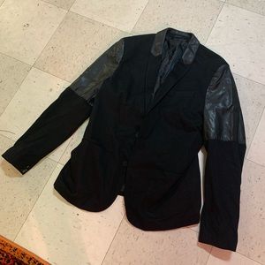 Zara men’s faux leather panel suit blazer jacket